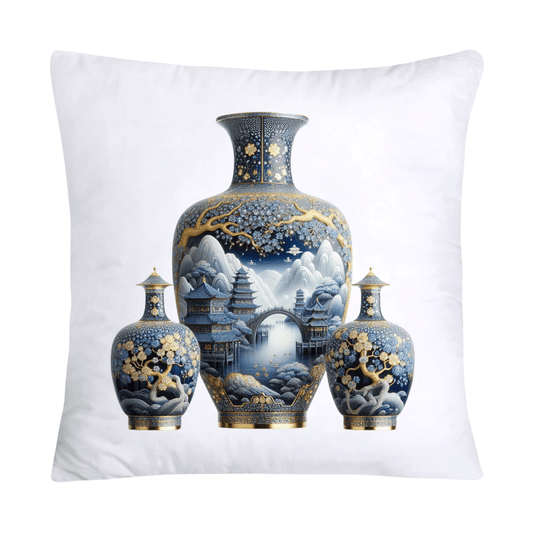Blue Willow Chinoiserie 18x18 Stunning Vase Pillow Covers-4084