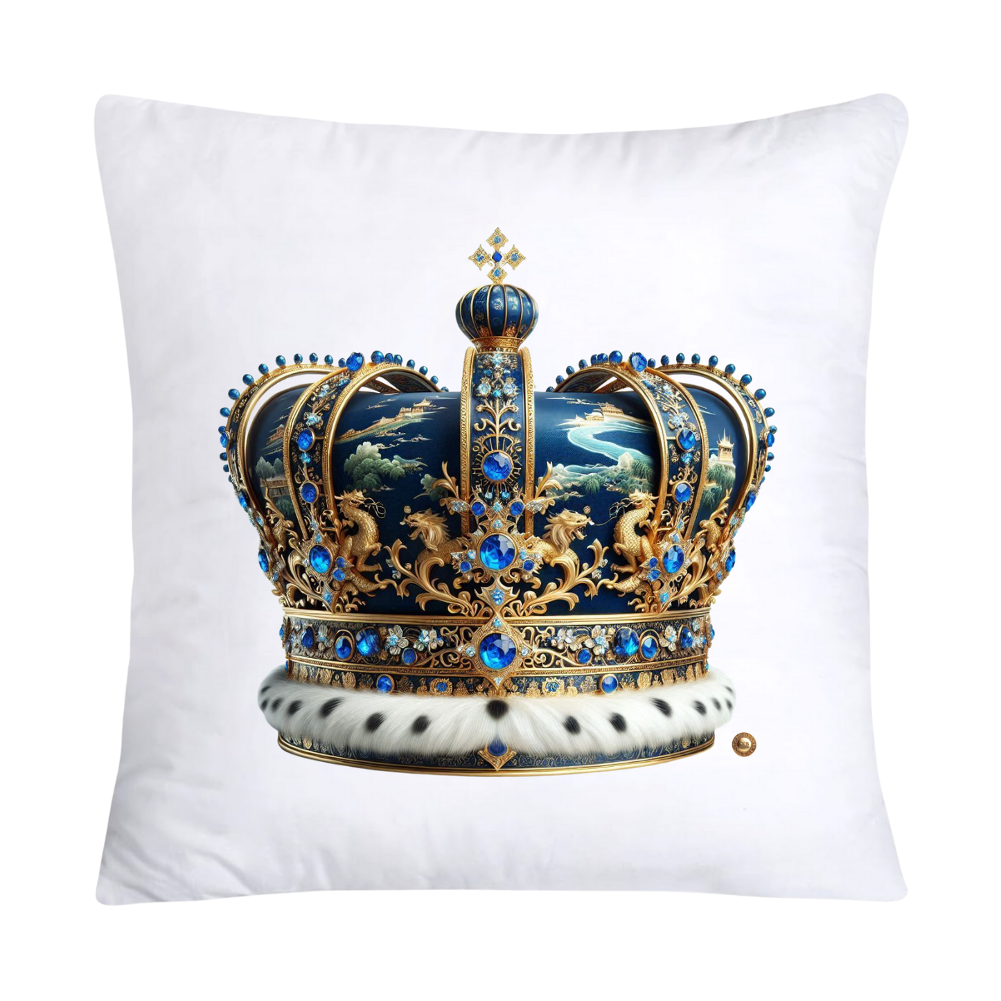 Blue Willow Royal King/Queen Crown Pillow Covers-2412