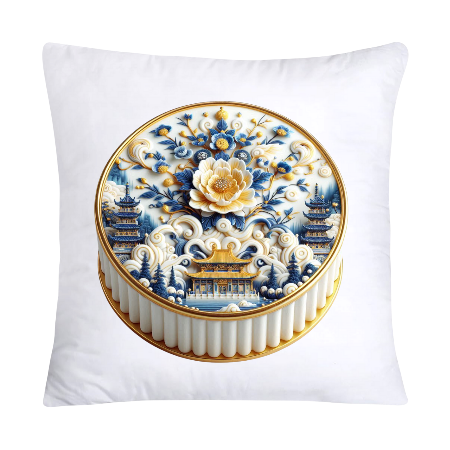 Blue Willow Chinoiserie Cupcake Throw Pillow Covers 18X18-3047