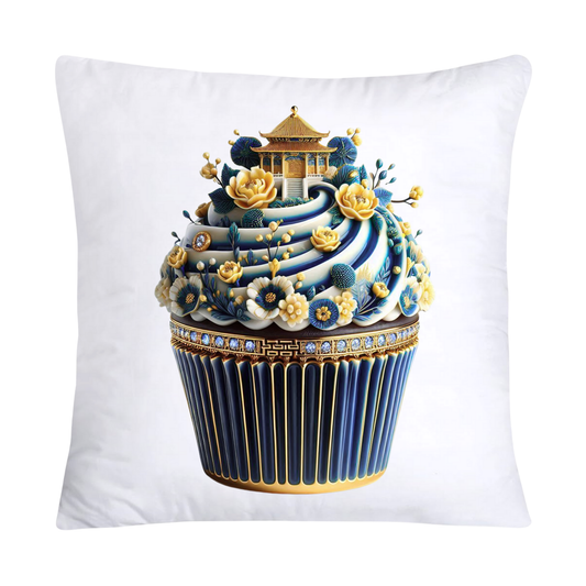 Blue Willow Chinoiserie Cupcake Throw Pillow Covers 18X18-3035
