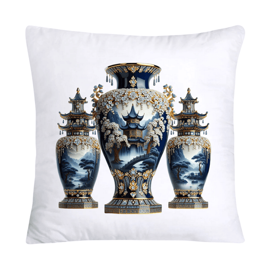 Blue Willow Chinoiserie 18x18 Stunning Vase Pillow Covers-4086