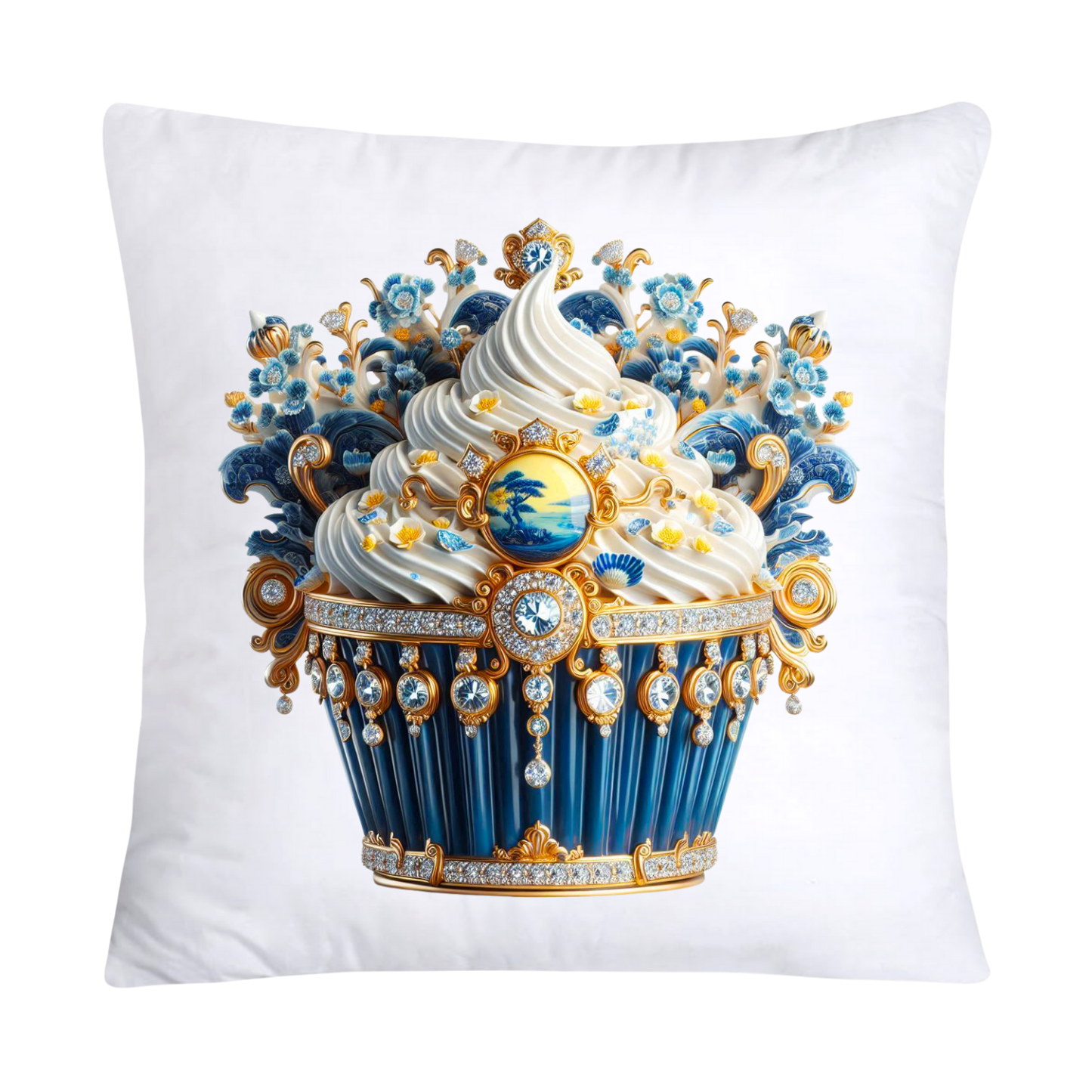 Blue Willow Chinoiserie Cupcake Throw Pillow Covers 18X18-2969