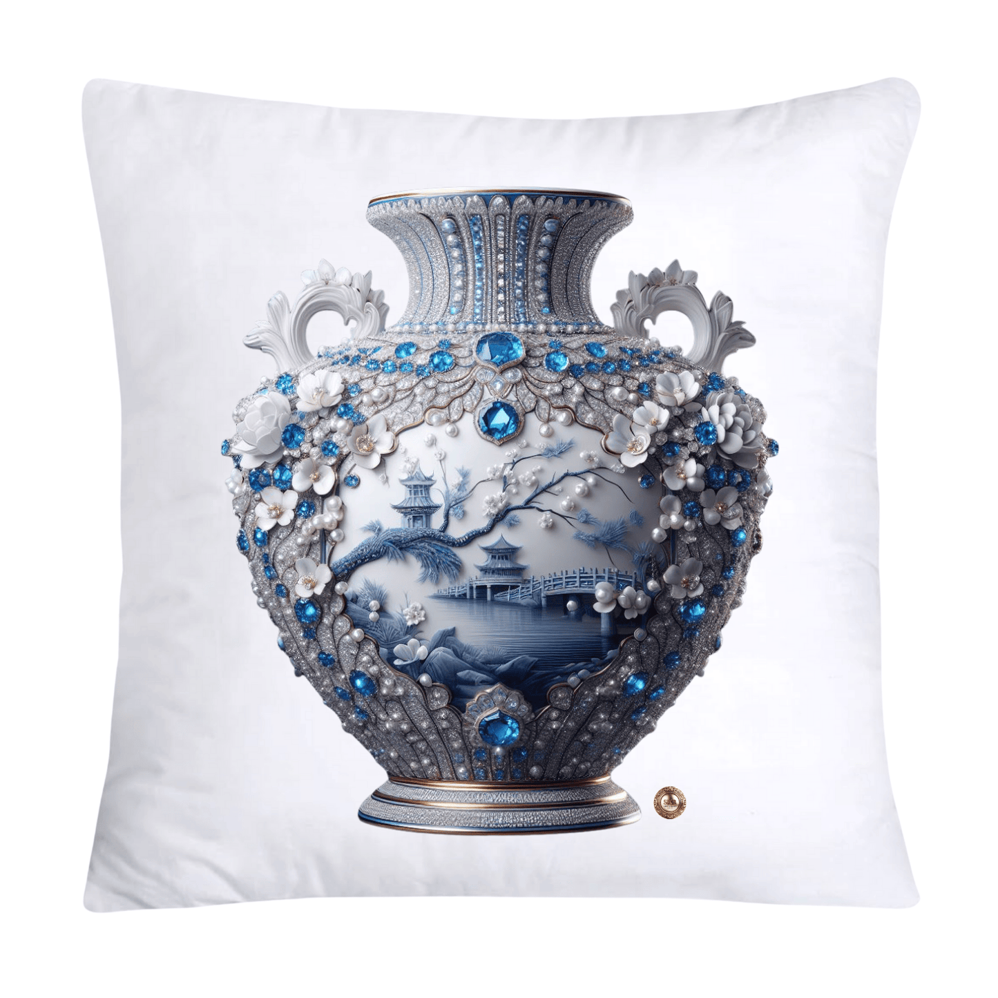 Blue Willow Chinoiserie 18x18 Stunning Vase Pillow Covers-4097