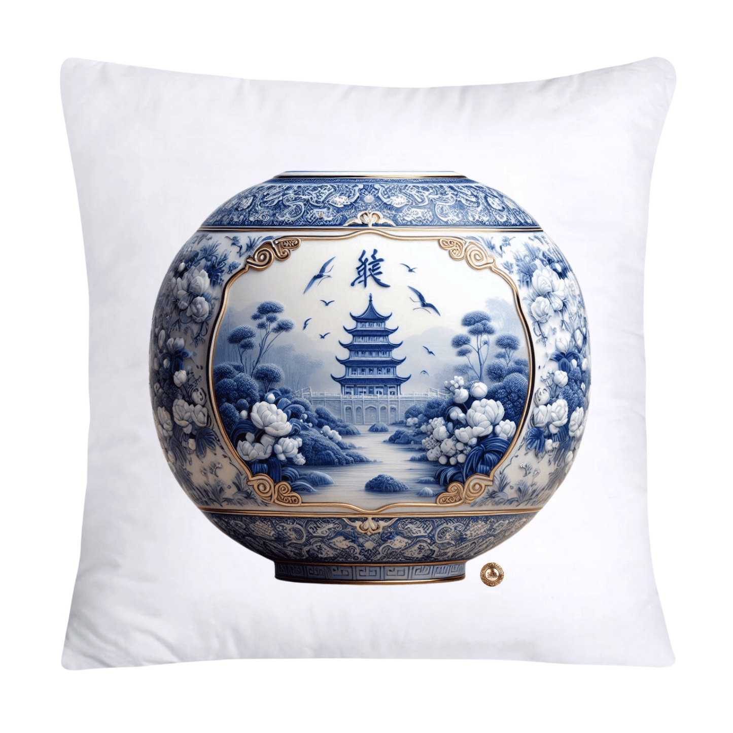 Blue Willow Chinoiserie Elegant Vase 18x18 Pillow Covers-1063