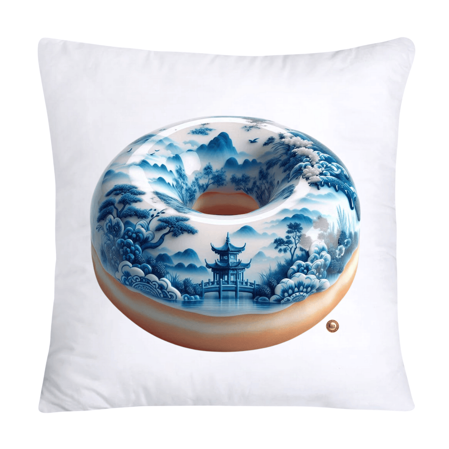 Blue Willow Whimsical Donut 18x18 Throw Pillow Covers-2295
