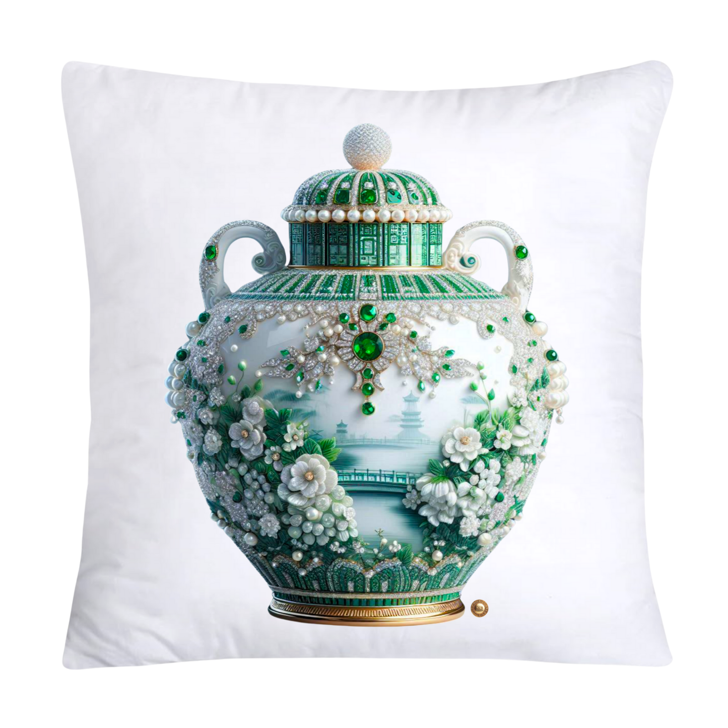Green Willow Vase Classic Flare Throw Pillow Covers-2313