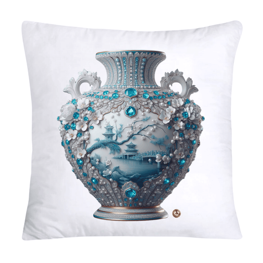 Blue Willow Chinoiserie 18x18 Stunning Vase Pillow Covers-4093