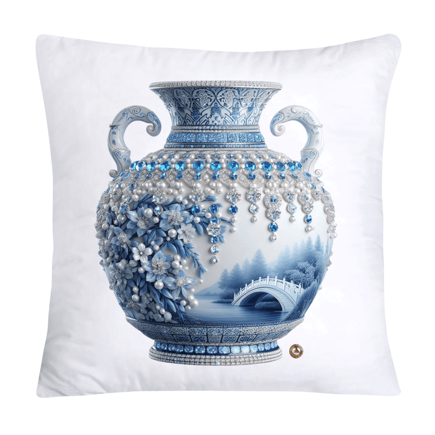 Blue Willow Chinoiserie 18x18 Stunning Vase Pillow Covers-4103