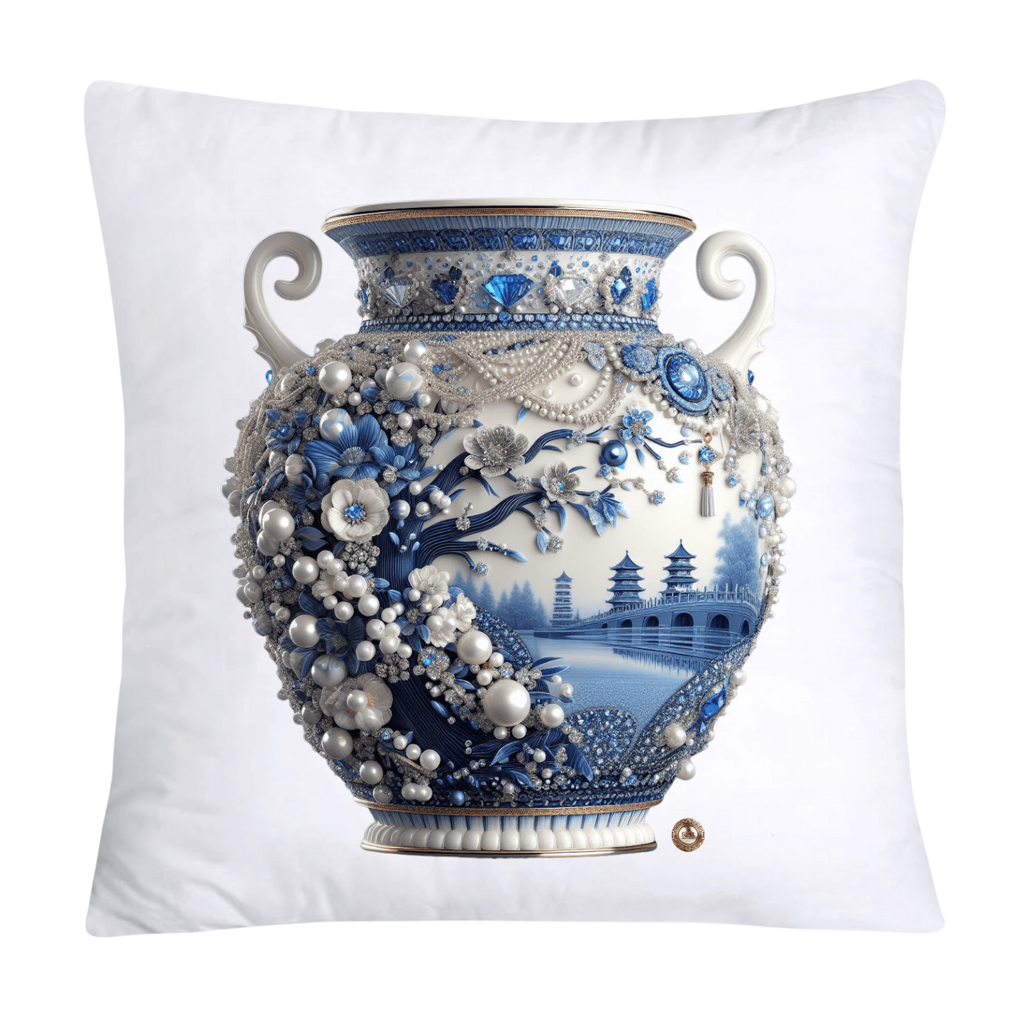 Blue Willow Chinoiserie 18x18 Stunning Vase Pillow Covers-4105