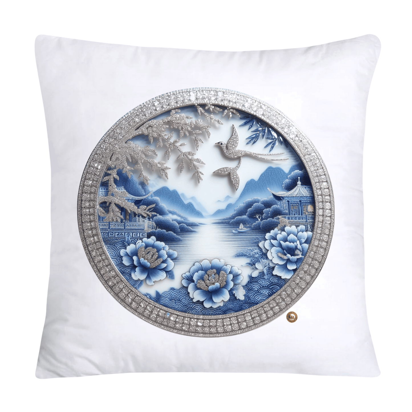 Blue Willow Chinoiserie Decorative Plate Pillow Covers-2402
