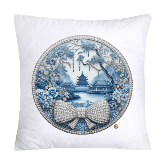 Blue Willow Chinoiserie Decorative Plate Throw Pillow Covers-2352
