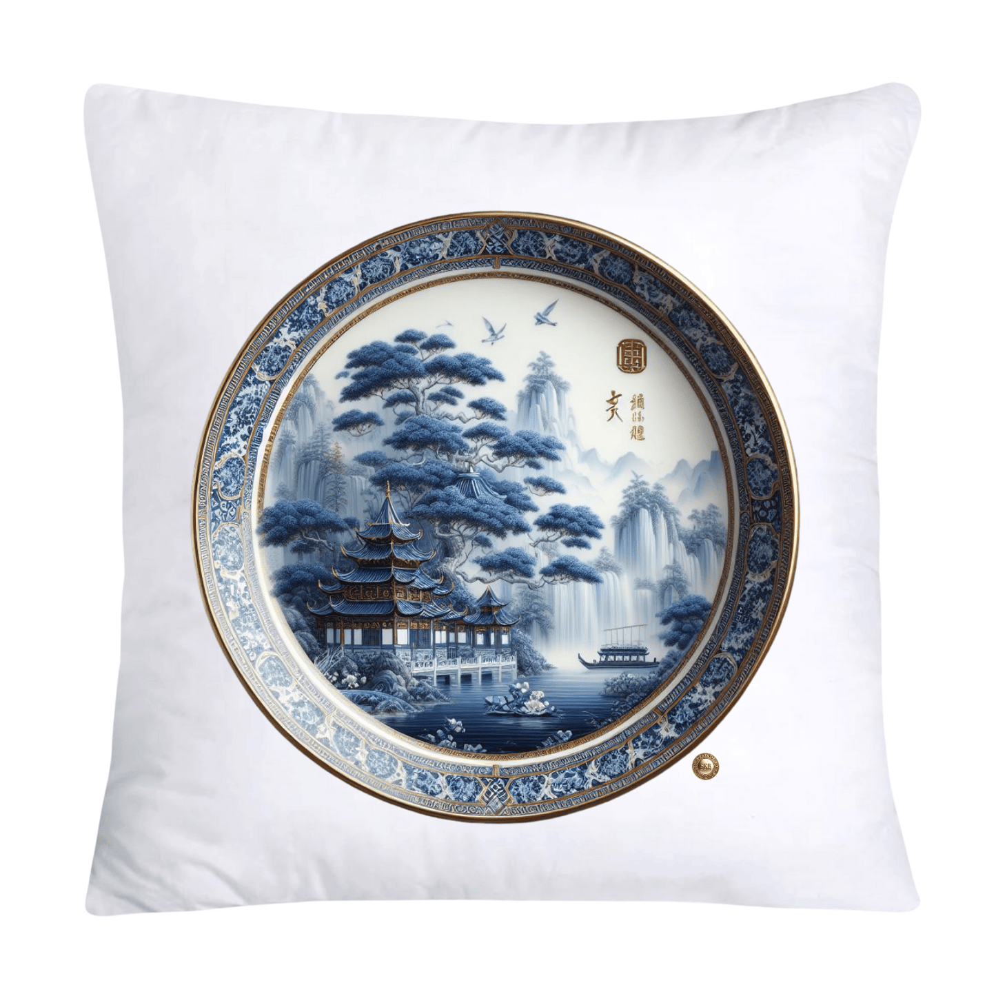 Blue Willow Chinoiserie Decorative Plate Pillow Covers-2403