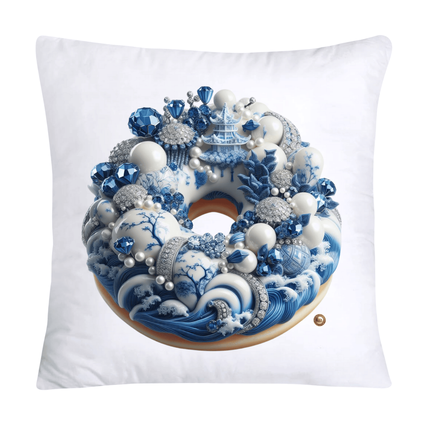 Blue Willow Whimsical Donut 18x18 Throw Pillow Covers-2277