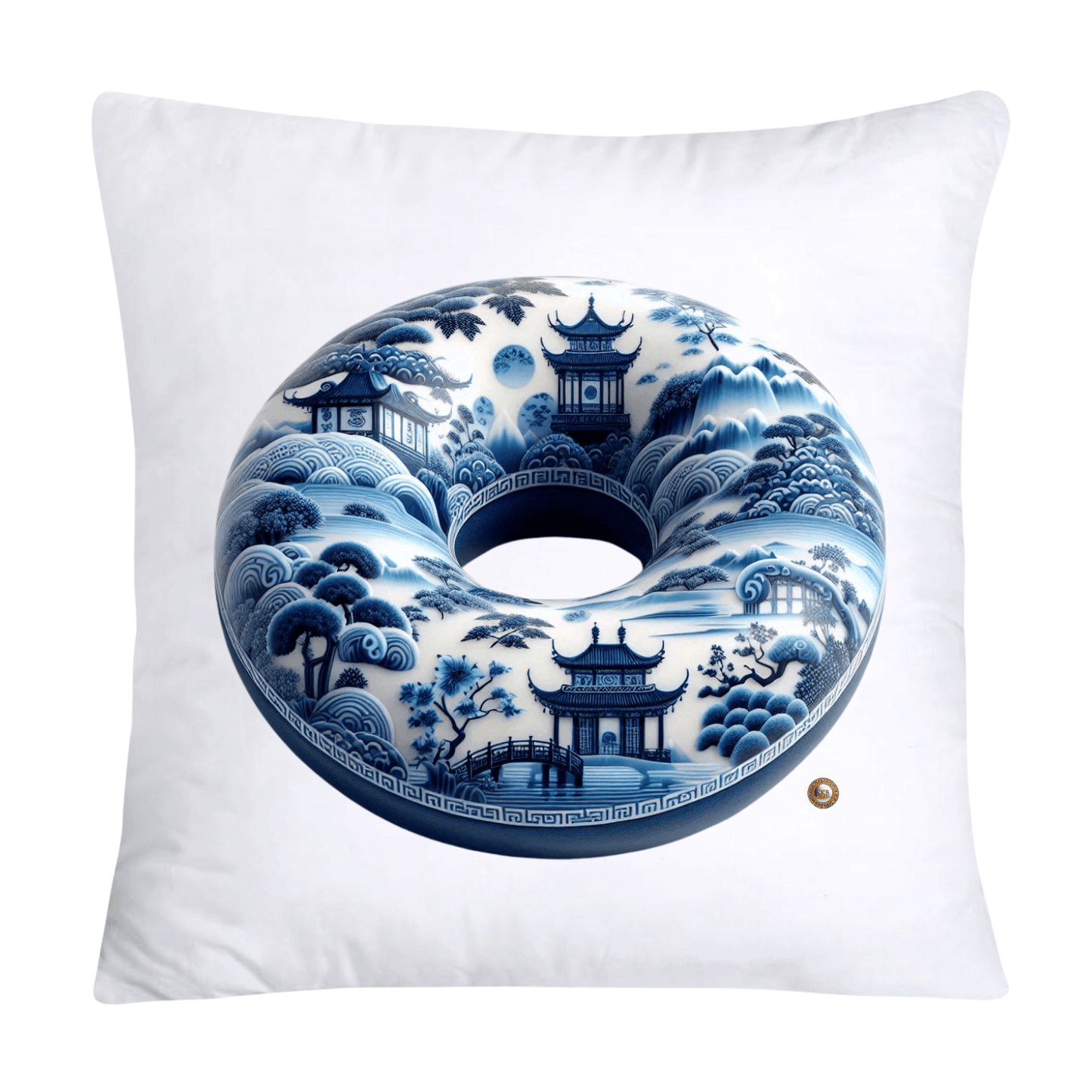 Blue Willow Whimsical Donut 18x18 Throw Pillow Covers-2282