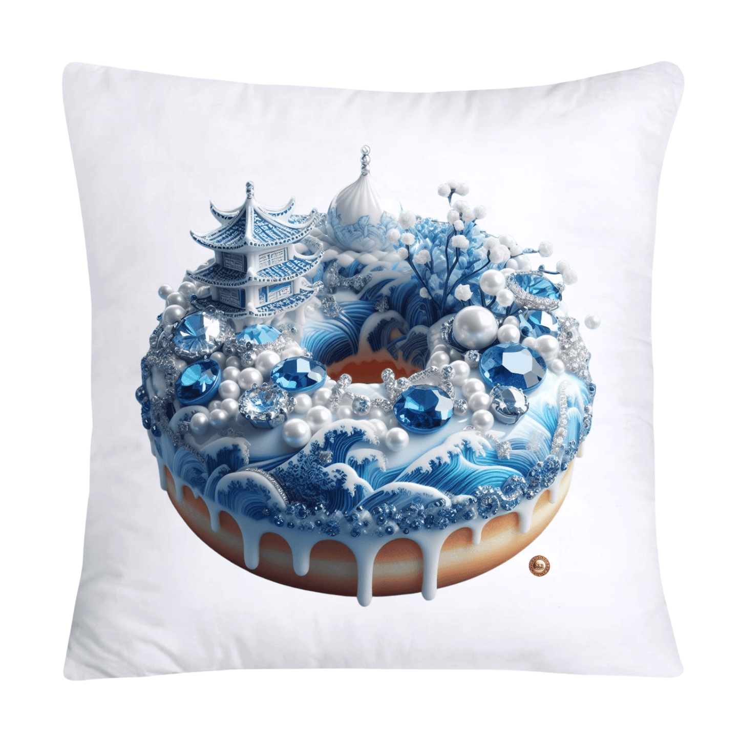 Blue Willow Whimsical Donut 18x18 Throw Pillow Covers-2302
