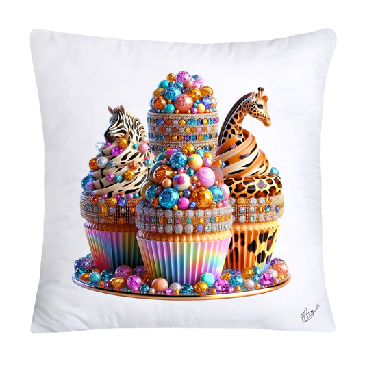 Wild Animal Print Cupcake 18x18 Throw Pillow Covers-852
