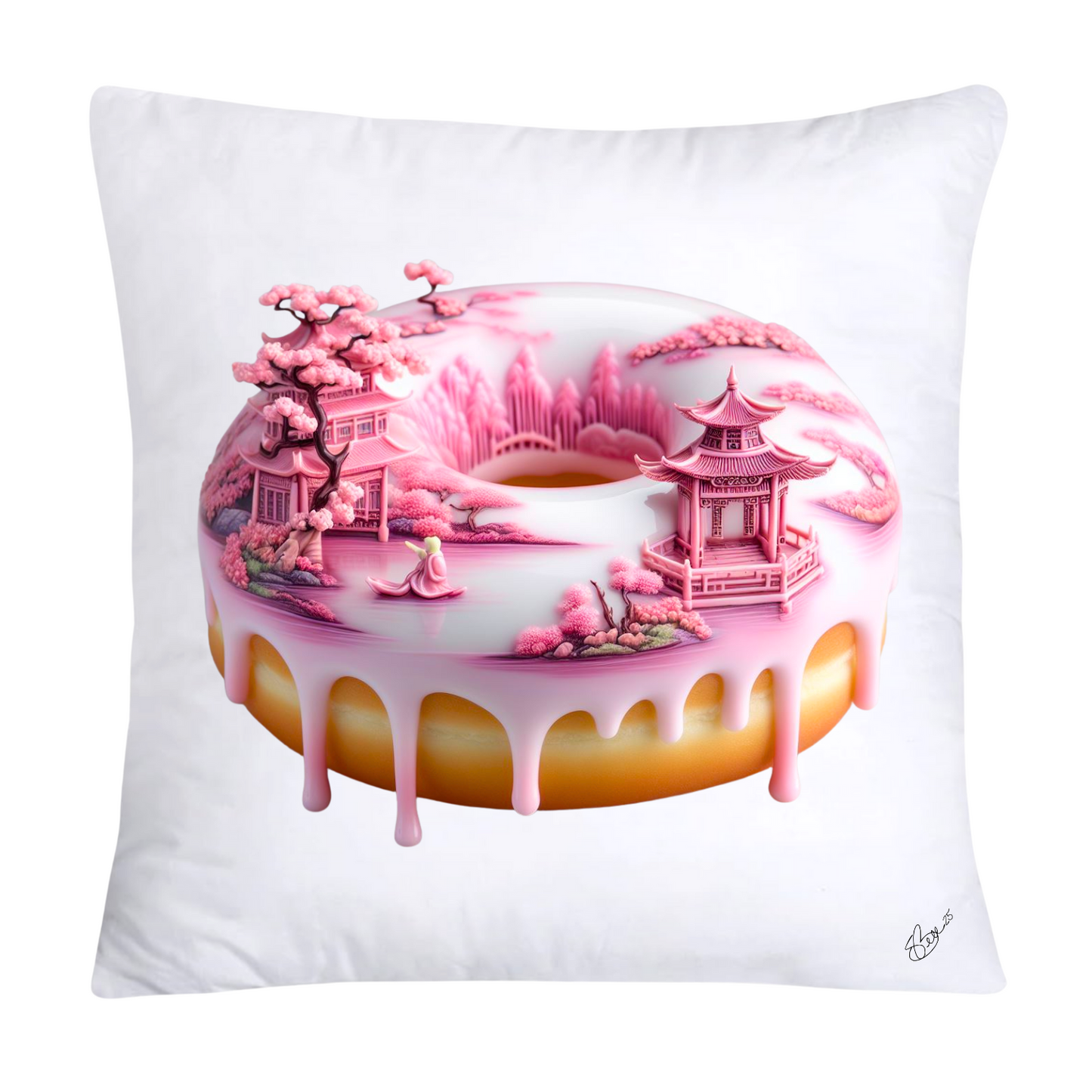 Pink Willow Chinoiserie Donut Throw Pillow Covers 18X18-2760
