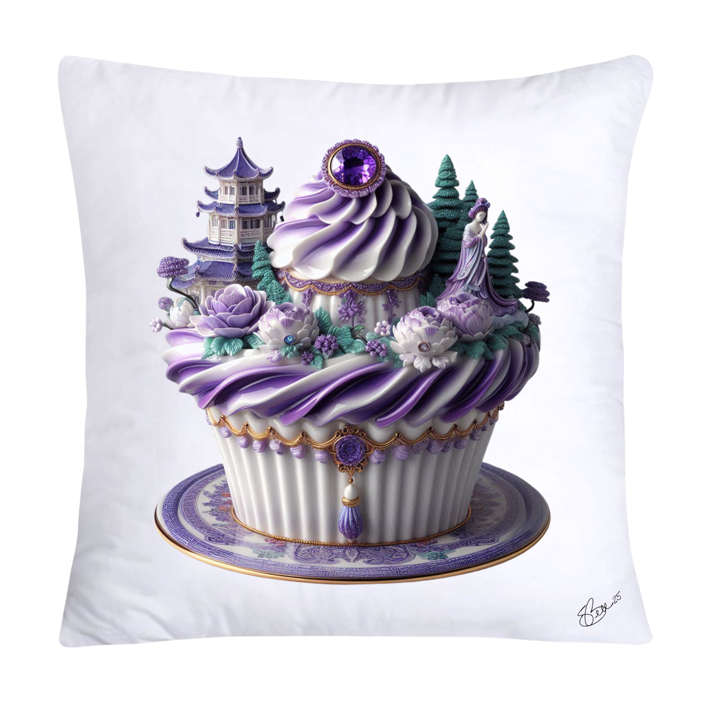 18x18 Purple Willow Whimsical Cupcake Pillow Covers-552