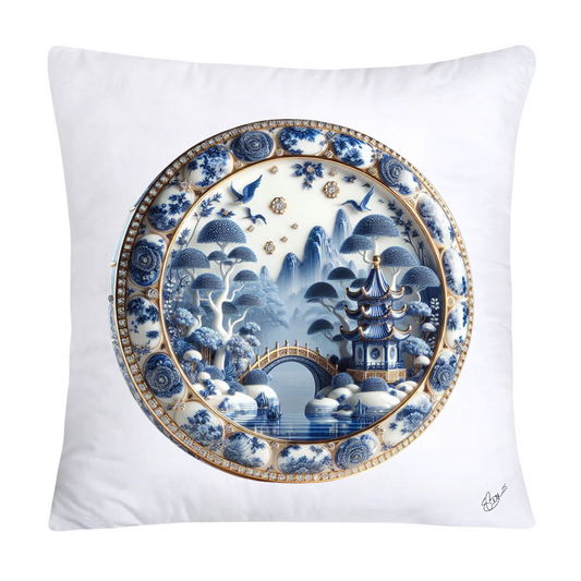 Blue Willow Whimsical Donut Throw Pillow Covers 18X18-1412