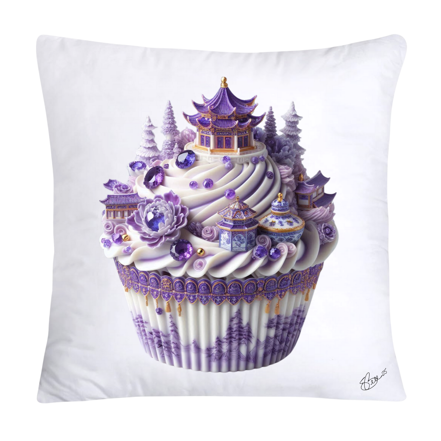 Purple Willow 18x18 Whimsical Cupcake Pillow Covers-557
