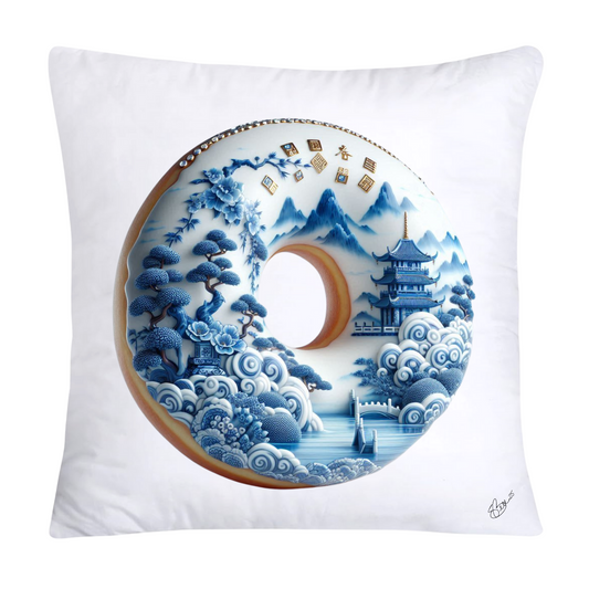 Blue Willow Whimsical Donut Throw Pillow Covers 18X18-1383