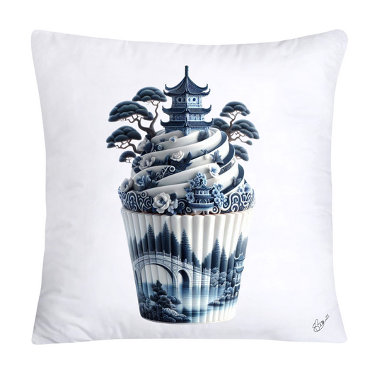 Blue Willow Chinoiserie Cupcake Throw Pillow Covers 18X18-2927