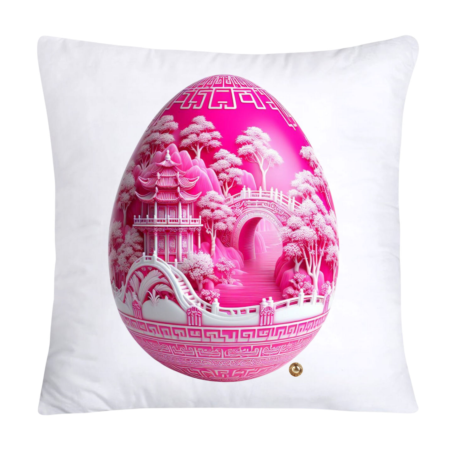 18x18 Pink and White Willow Egg Pillow Covers Vintage Inspired-2751
