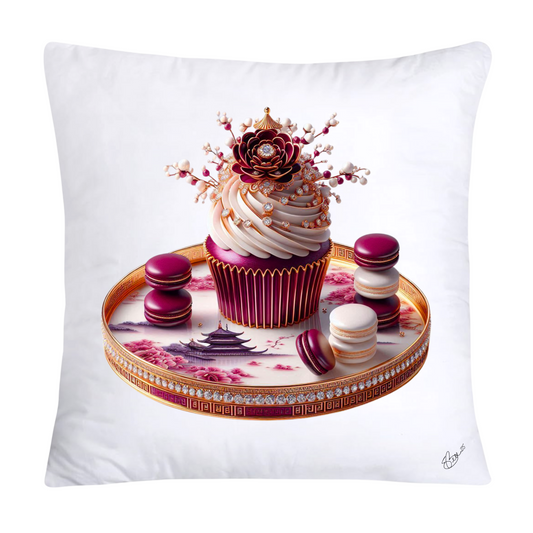 Chinoiserie Maroon Willow Macaroon Pillow Covers-2781
