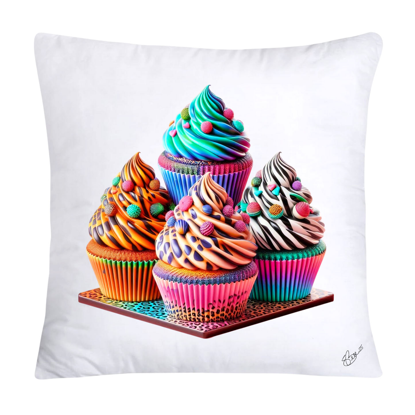 Wild Animal Print Cupcake 18x18 Throw Pillow Covers-798