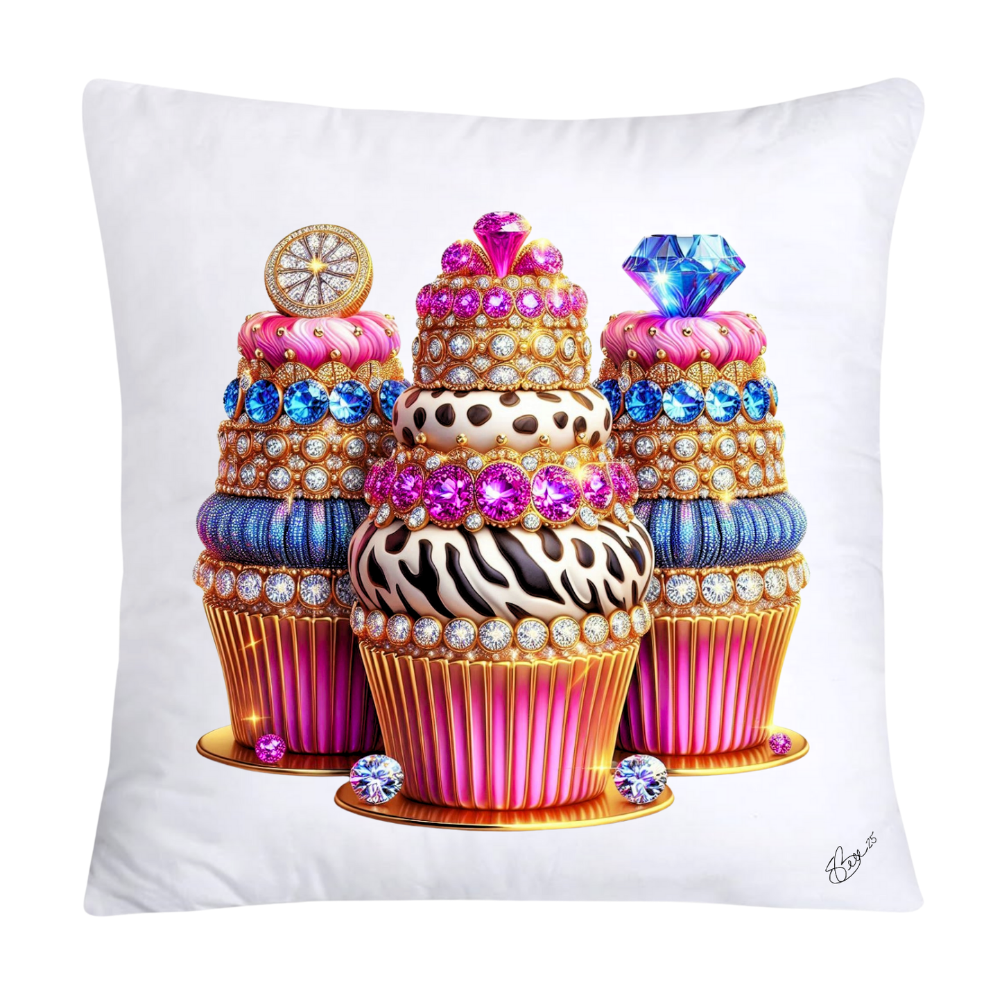 Wild Animal Print Cupcake Throw Pillow Covers 18x18-338