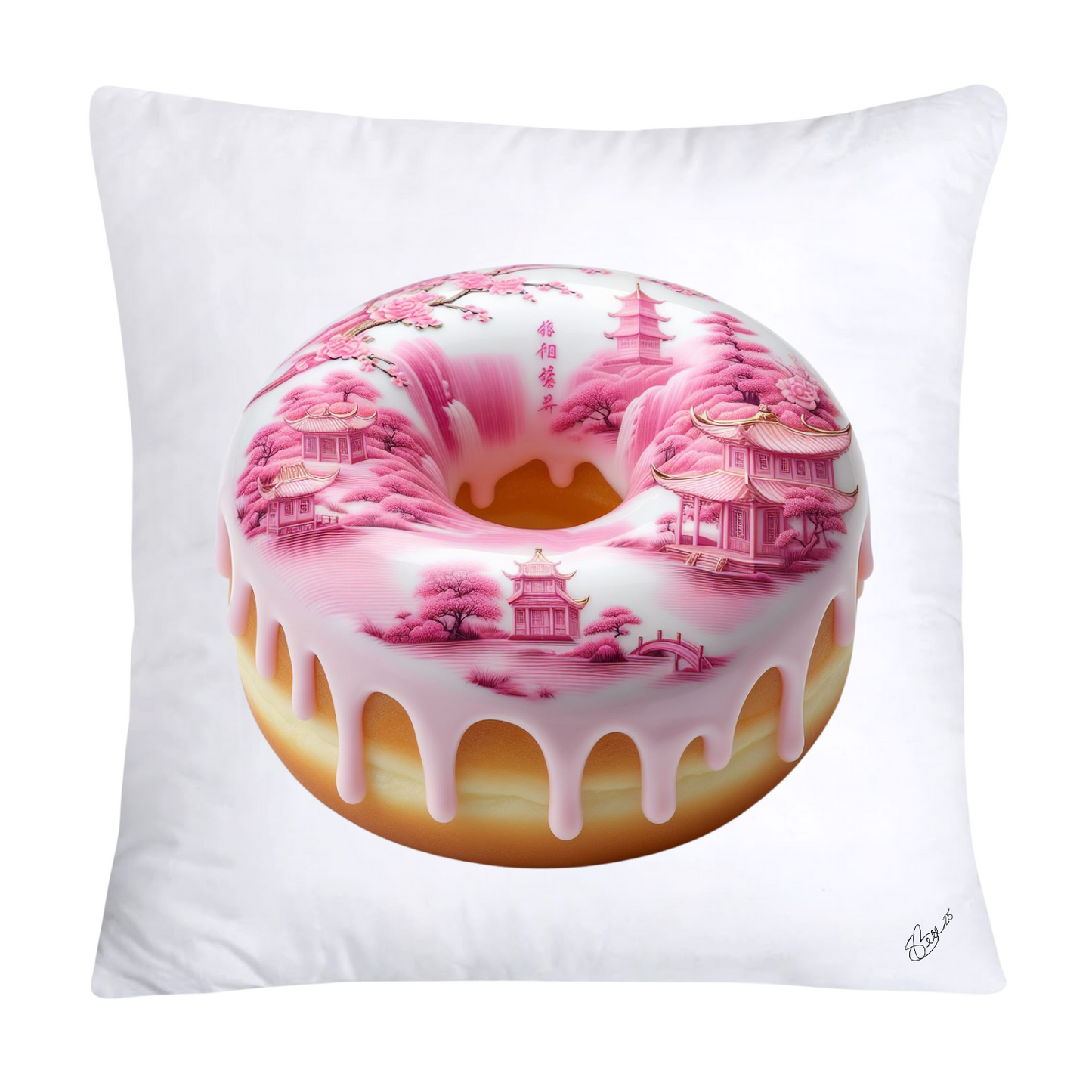 Pink Willow Chinoiserie Donut Throw Pillow Covers 18X18-2758