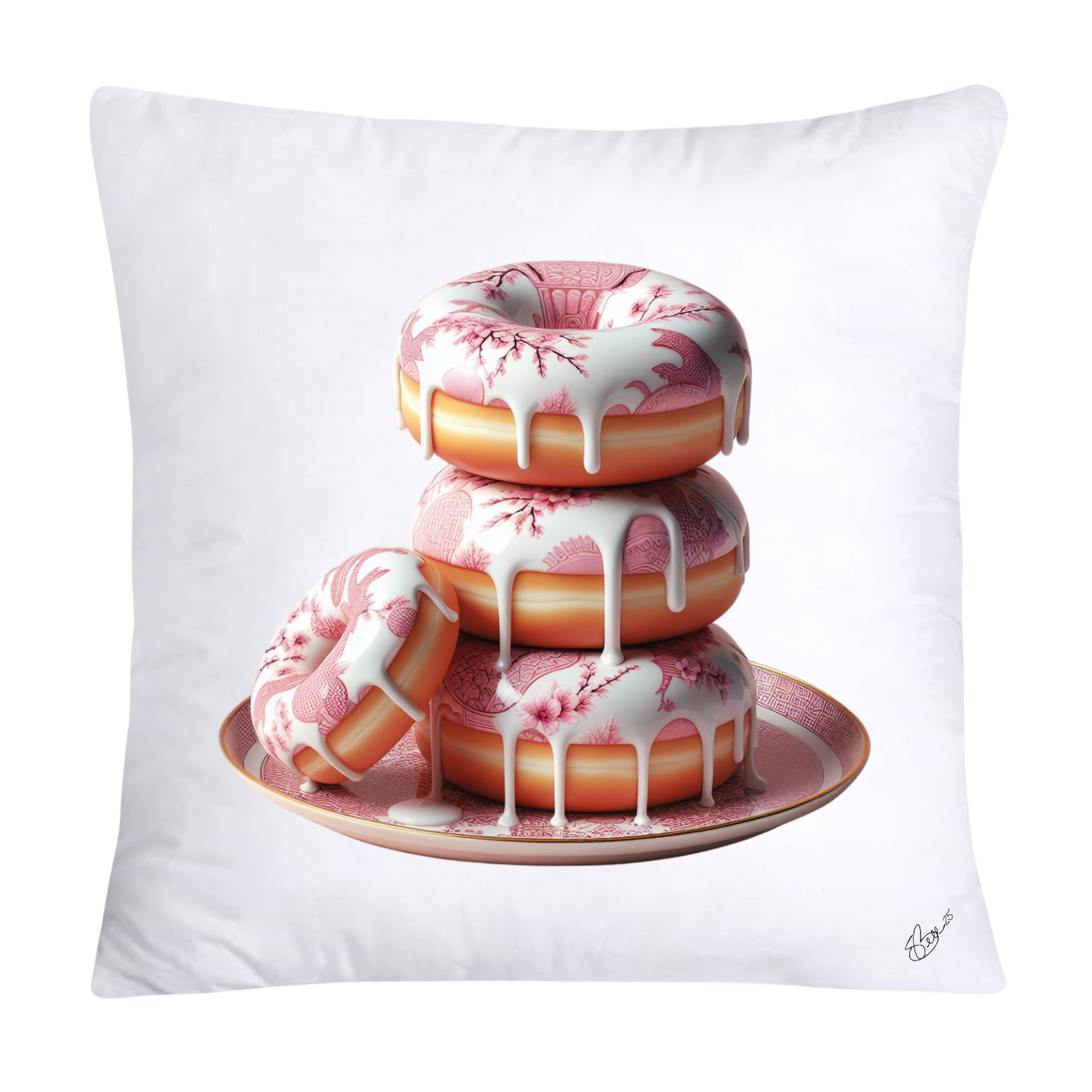 Pink Willow Chinoiserie Donut Throw Pillow Covers 18X18-2755