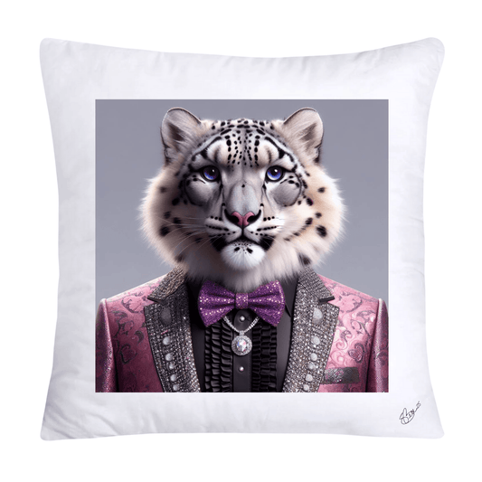 Royal Pet Portrait Throw Pillow Covers 18X18-Snow Leopard Kings and Queens-617
