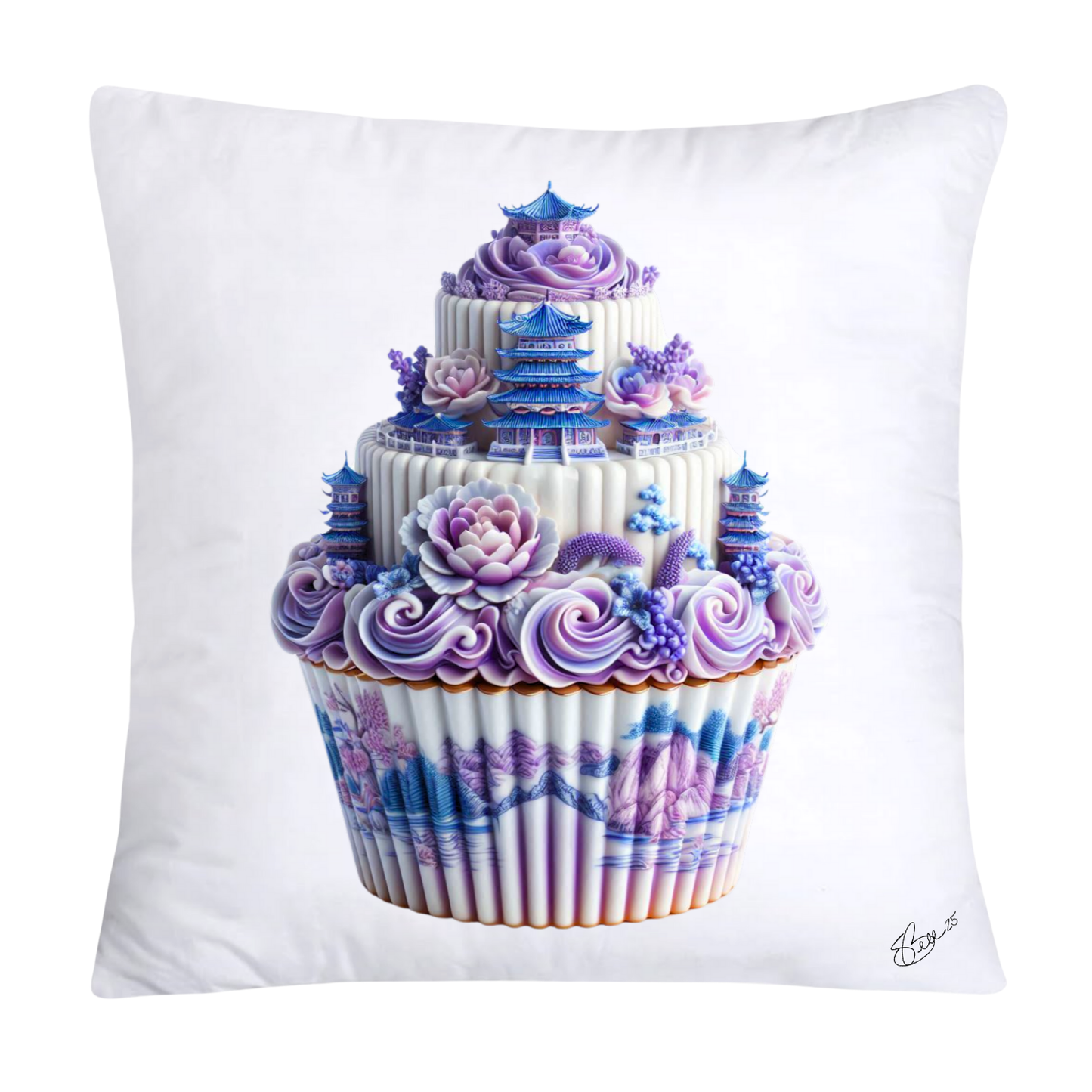 18x18 Purple Willow Whimsical Cupcake Pillow Covers-547