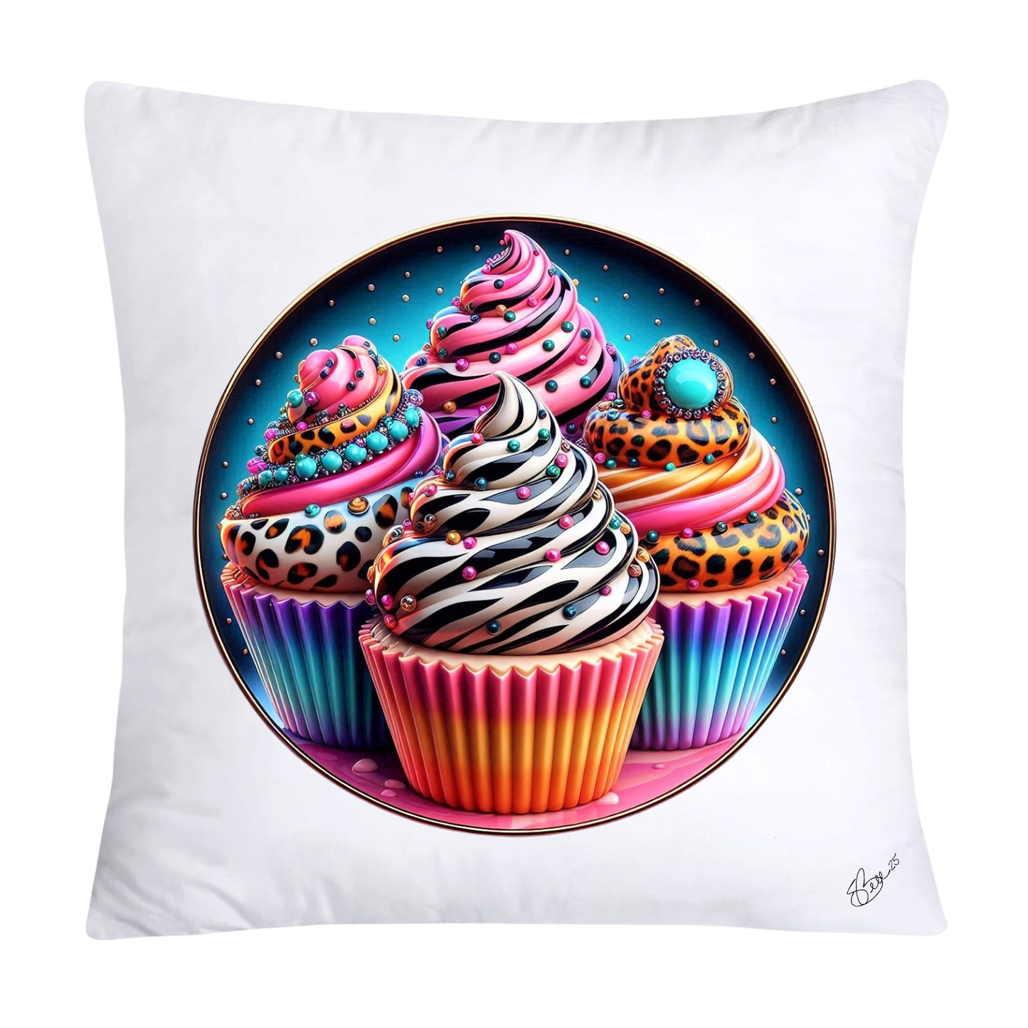 Wild Animal Print Cupcake 18x18 Throw Pillow Covers-799