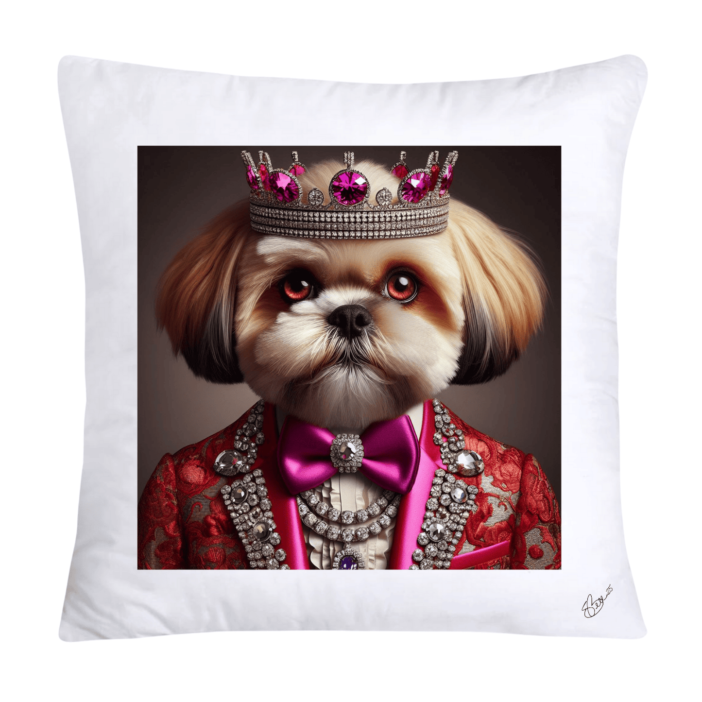 Royal Pet Portrait Pillow Covers 18X18-Shih Tzu at Versailles-589