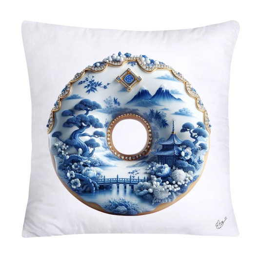 Blue Willow Whimsical Donut Throw Pillow Covers 18X18-1382