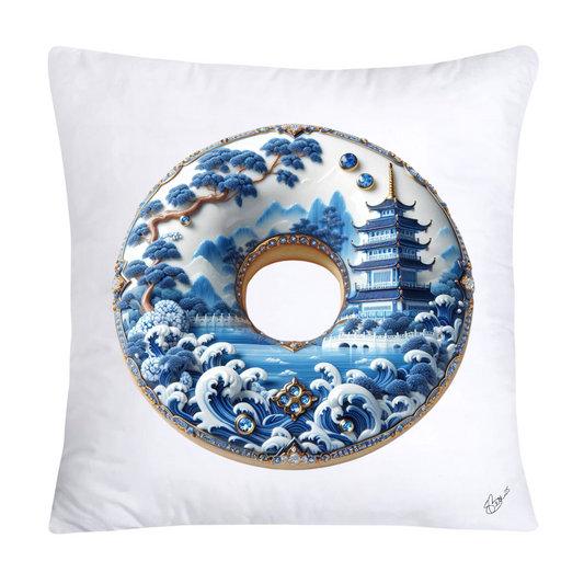 Blue Willow Whimsical Donut Throw Pillow Covers 18X18-1388