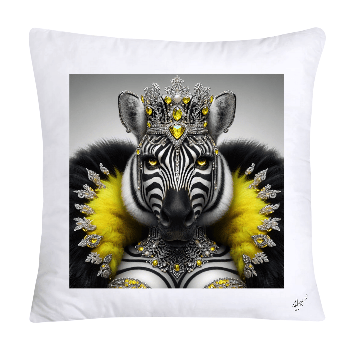 Royal Pet Portrait Throw Pillow Covers 18X18-Kings and Queens-Zebra-710