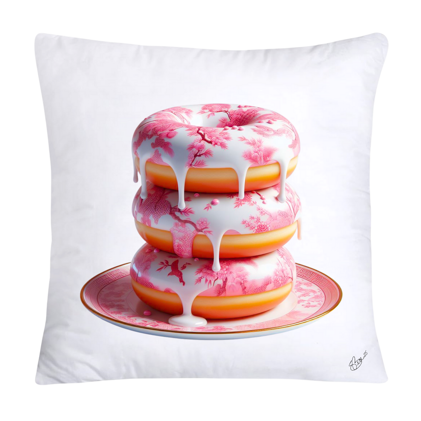 Pink Willow Chinoiserie Donut Throw Pillow Covers 18X18-2762