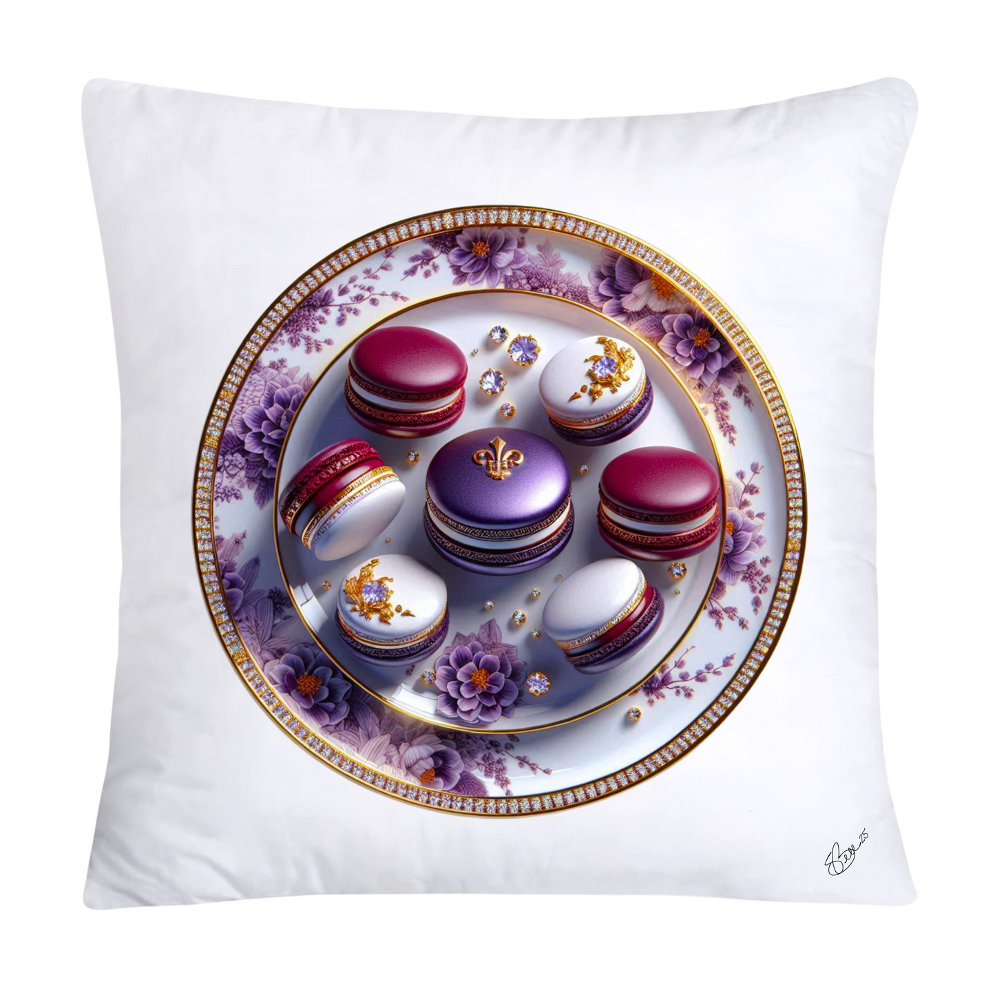 Chinoiserie Maroon Willow Macaroon Pillow Covers-2797