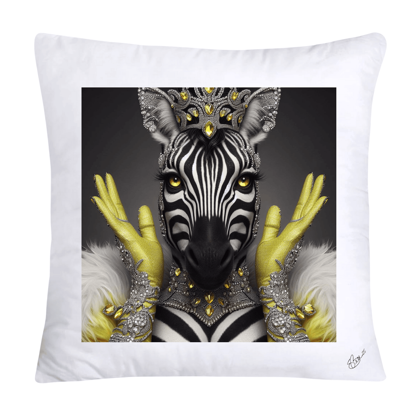 Royal Pet Portrait Throw Pillow Covers 18X18-Kings and Queens-Zebra-668