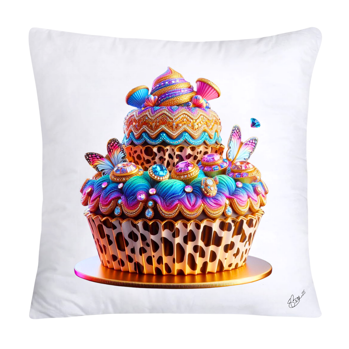 Wild Animal Print Cupcake Throw Pillow Covers 18x18-361