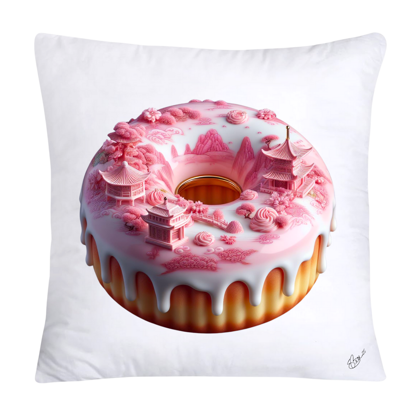 Pink Willow Chinoiserie Donut Throw Pillow Covers 18X18-2757