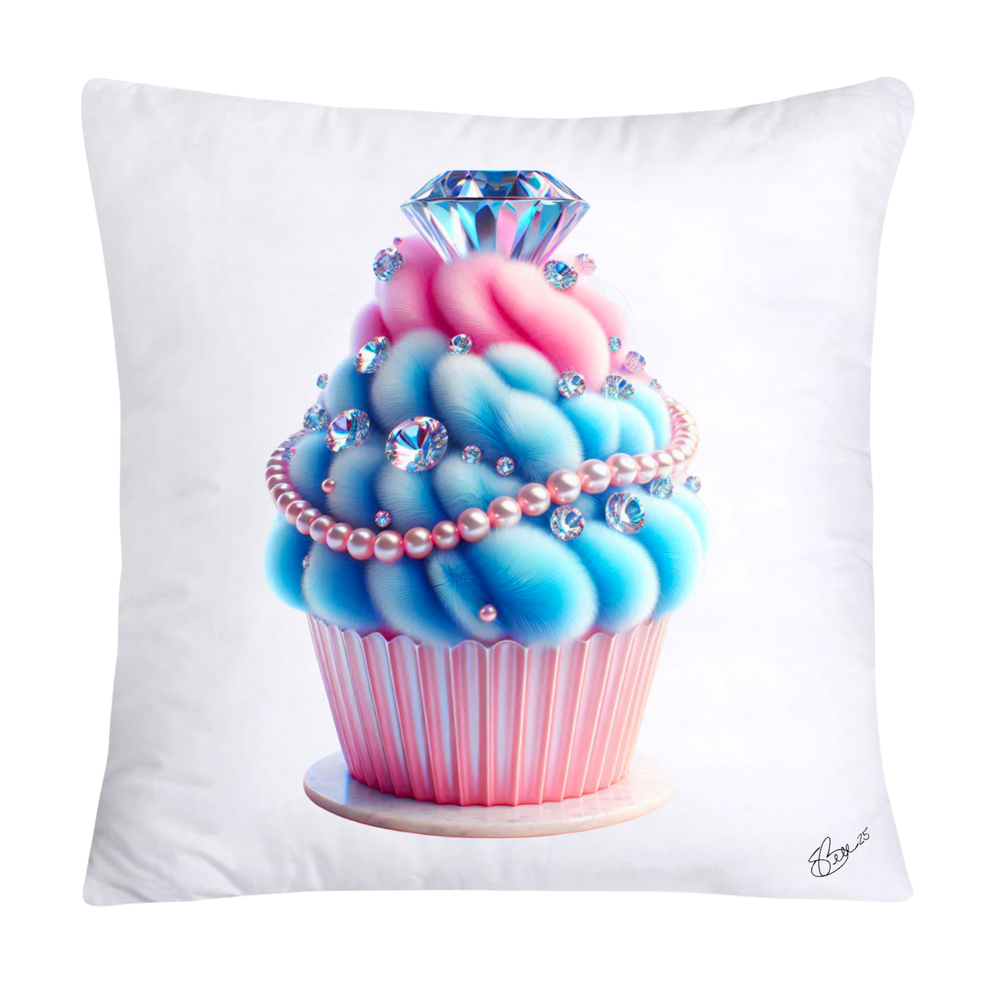 Cotton Candy Pink and Blue Cupcake Pillow Covers-2557