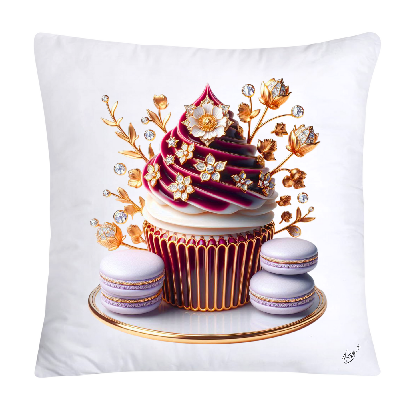 Chinoiserie Maroon Willow Macaroon Pillow Covers-2798