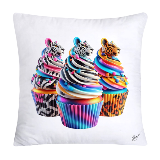 Wild Animal Print Cupcake 18x18 Throw Pillow Covers-843