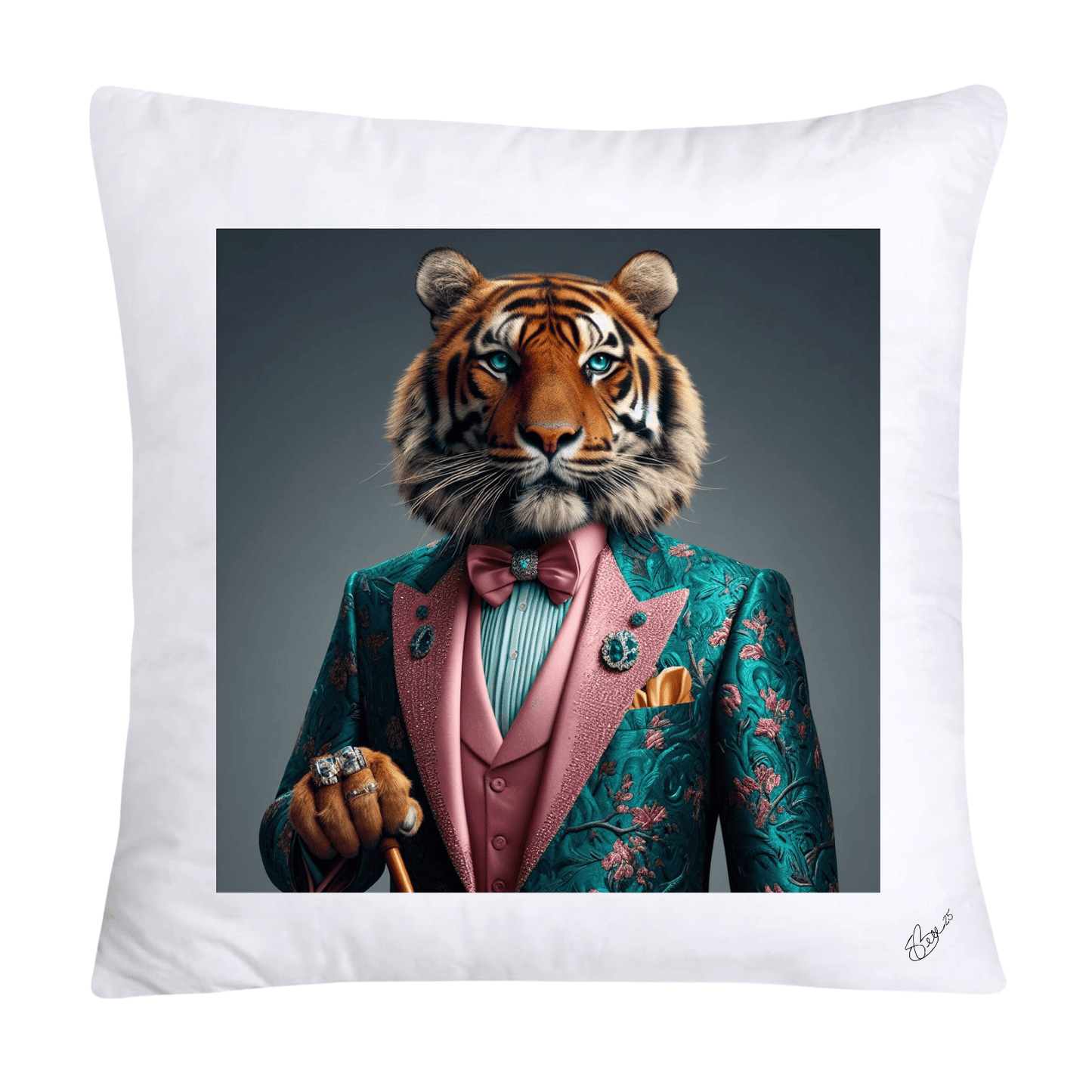 Royal Pet Portrait Throw Pillow Covers 18X18-Tiger Kings and Queens-711