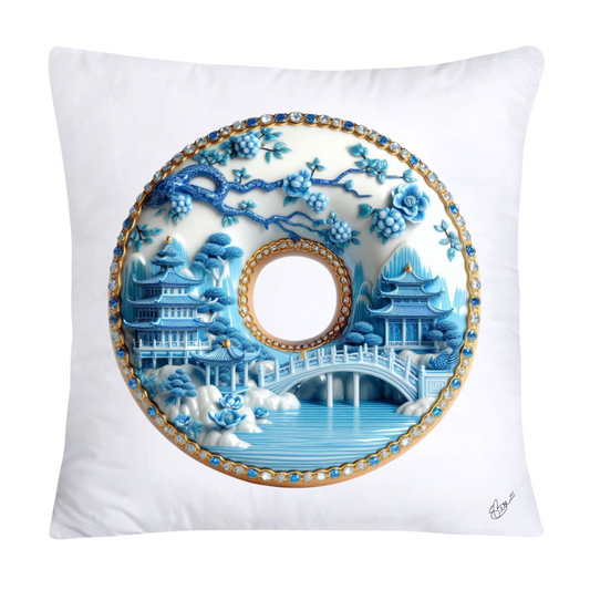 Blue Willow Whimsical Donut Throw Pillow Covers 18X18-1390