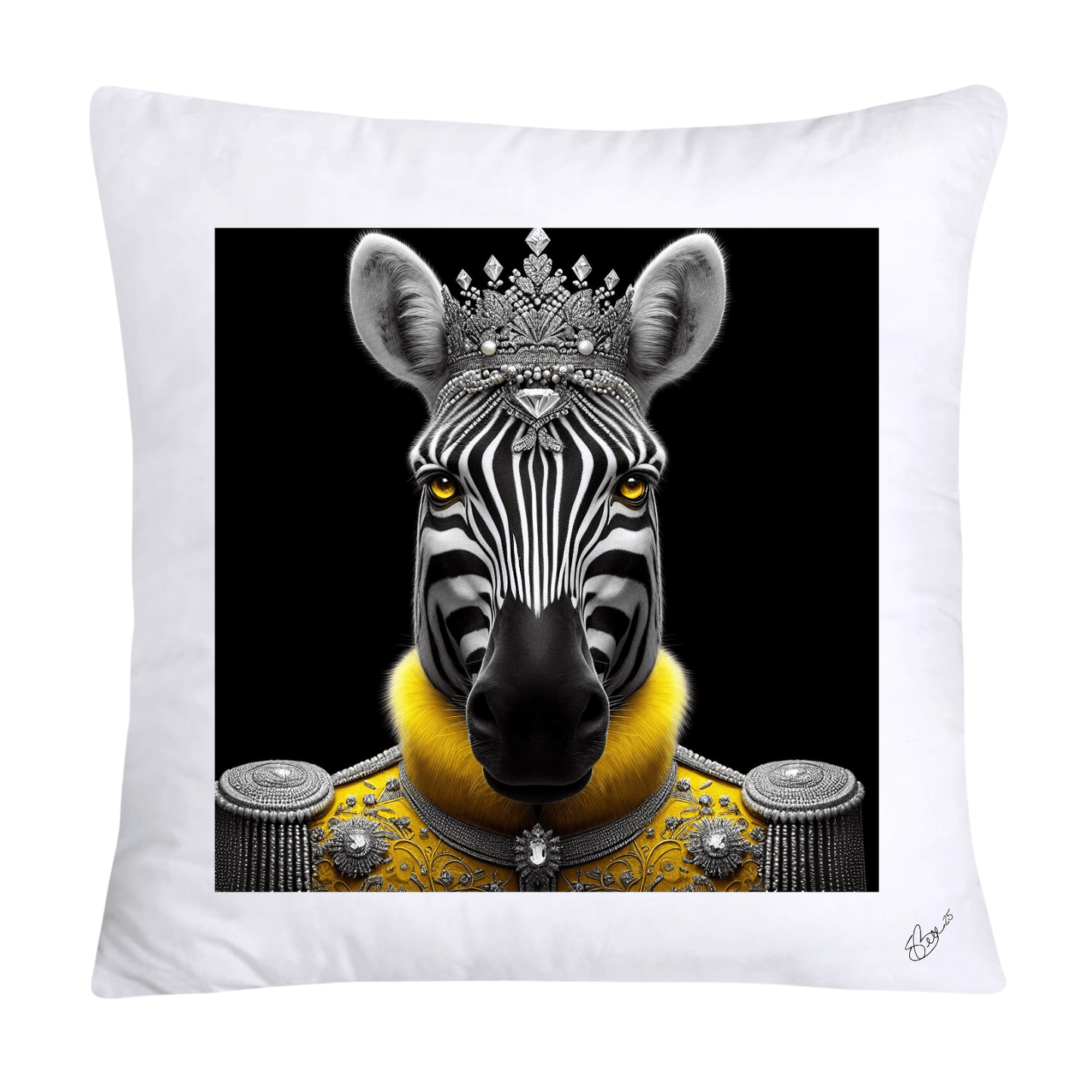 Royal Pet Portrait Throw Pillow Covers 18X18-Kings and Queens-Zebra-726